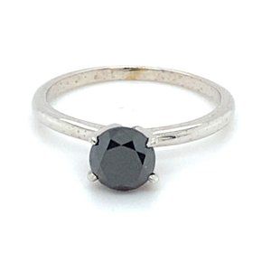 Black Diamond 1.22ct Solid 14K White Gold Ring